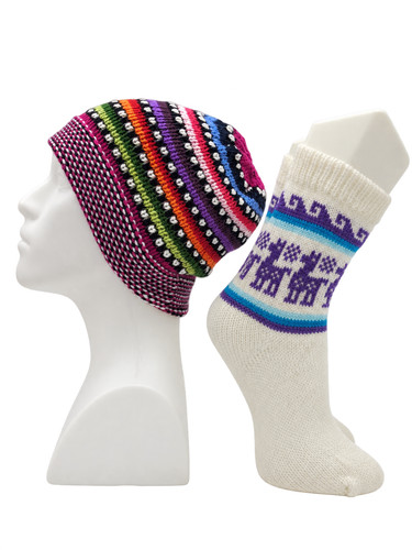 Alpaca wool socks beanie - wool,