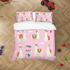 3D Colorful Llamas Kids Quilt