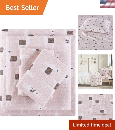 Charming pink llama flannel - pink,