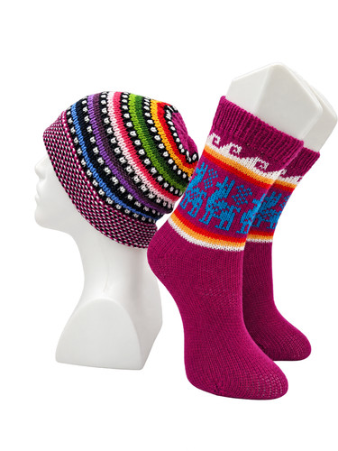 Alpaca wool socks beanie set - socks,